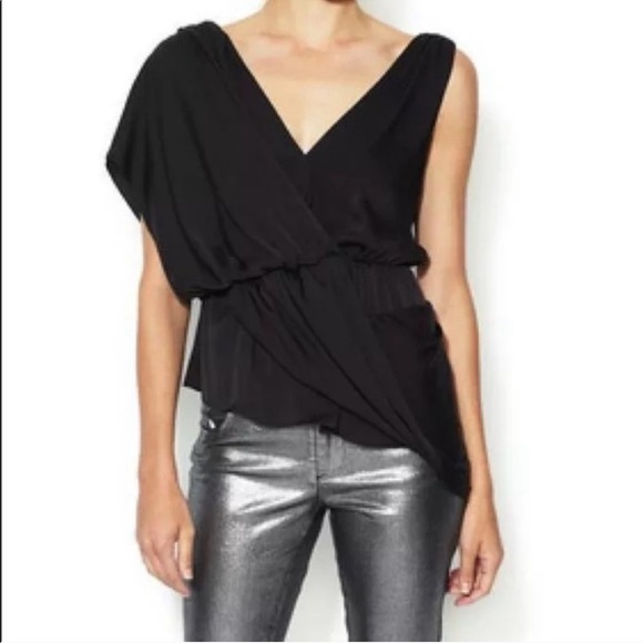 Alice + Olivia Rylee Draped Stretch Silk Top - Picture 2 of 7